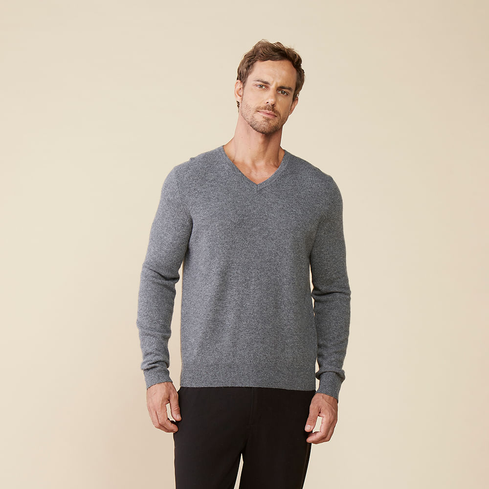 Suéter Masculino em Cashmere Com Decote v Scott