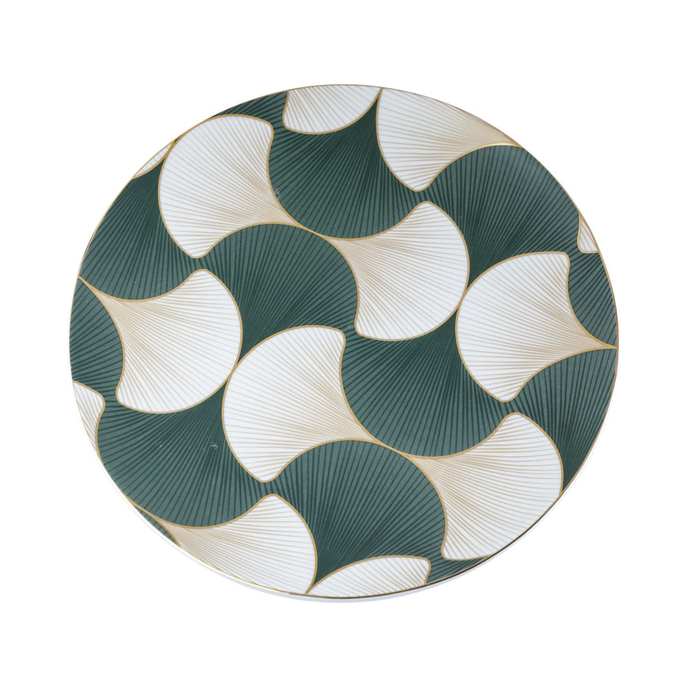 Prato Raso de Porcelana Portuguesa Folhas de Gingko