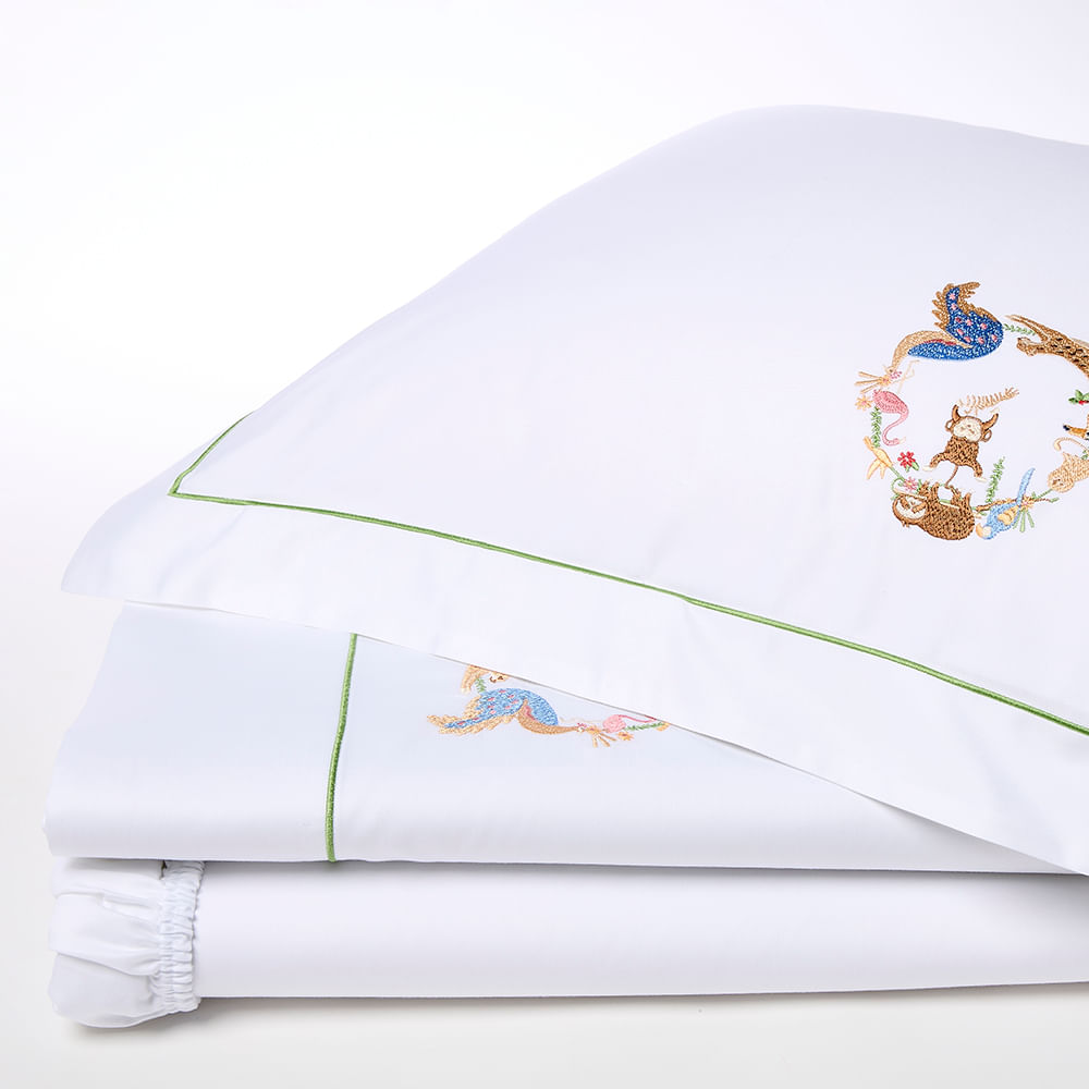 Jogo de Lençol Para Mini Cama 300 Fios Tropical Forest