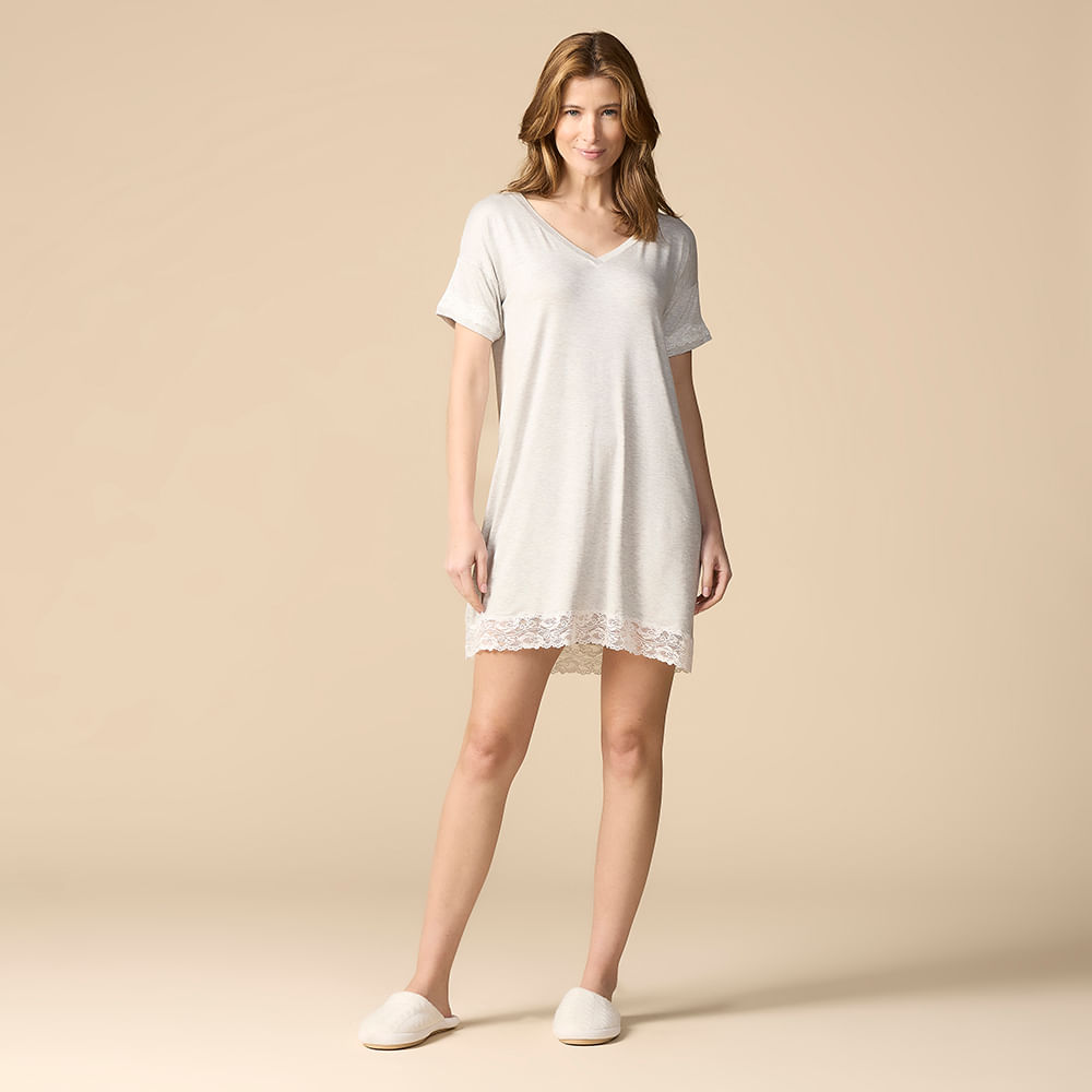 Camisola Feminina em Viscose Com Renda Graziella