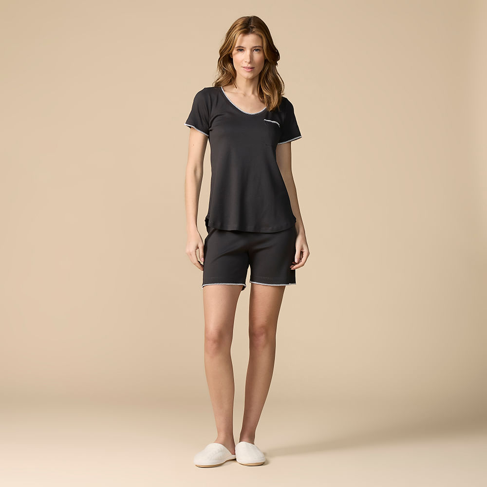 Pijama Feminino Curto em Algodão Pima Lia