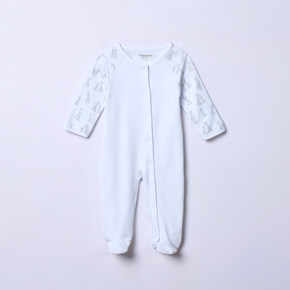 Macacão de Bebê em Algodão Pima Estampado Giraffe