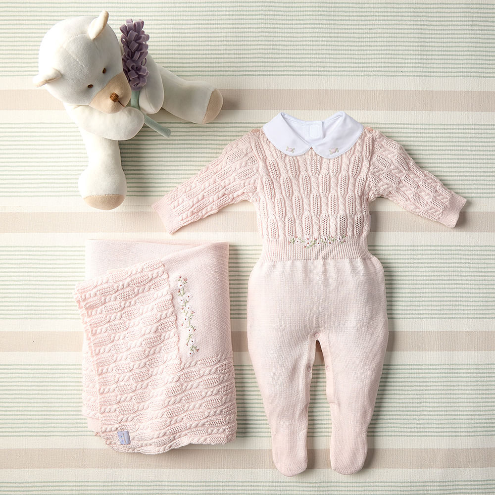 Saída de Maternidade Rosa Com 3 Peças Rose