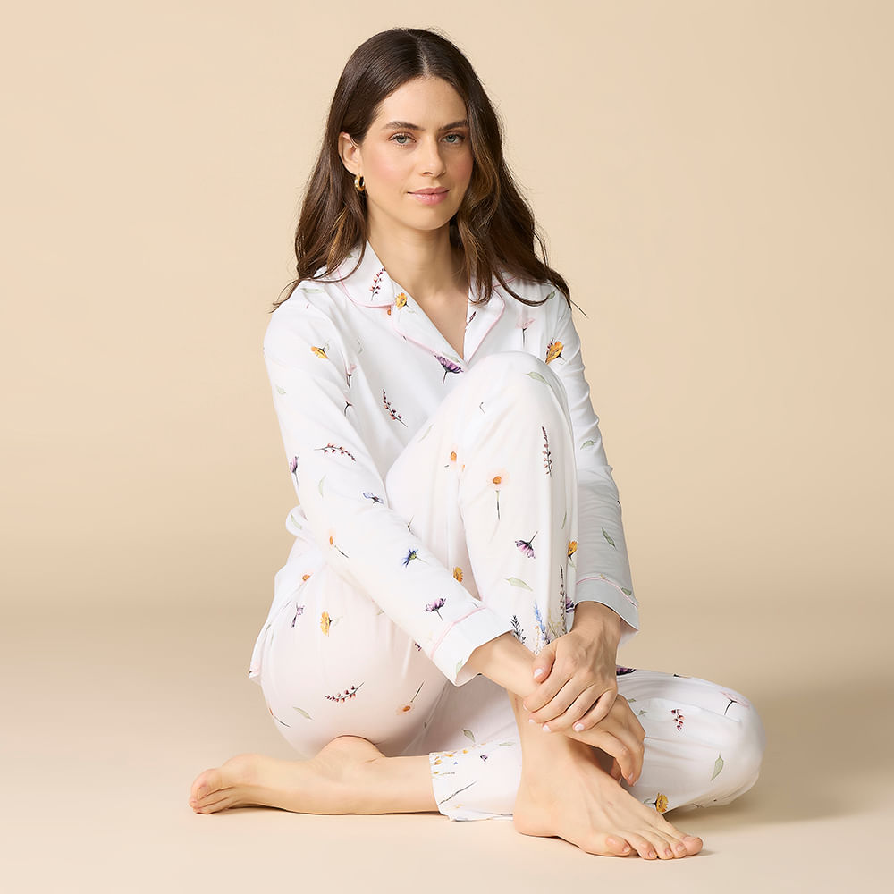 Pijama Feminino em Algodão Pima Fiori