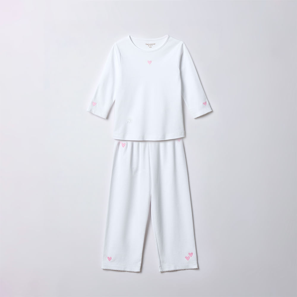 Pijama Infantil em Algodão Pima Com Bordado Love