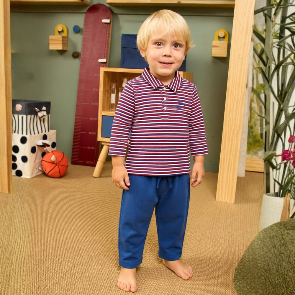 Conjunto Longo Infantil de Algodão Pima Sea