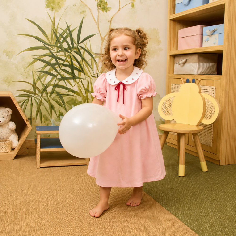 Vestido Infantil Rosa em Algodão Liz