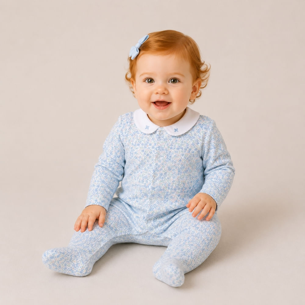 Macacão de Bebê em Algodão Pima Estampado Emma