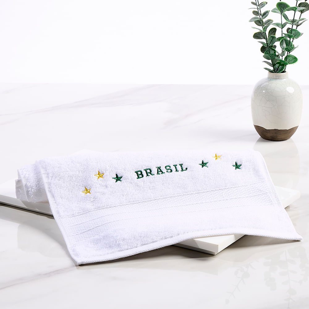 Toalha de Lavabo Bordada Estrelas do Brasil