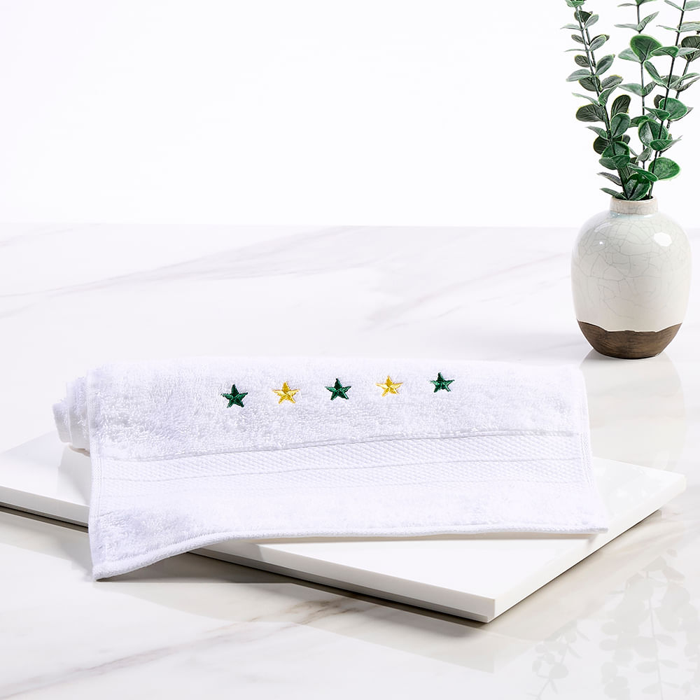Toalha de Lavabo Bordada Brasil Cinco Estrelas